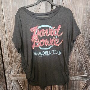 The Vinyl Icons Shirt Women's Size 3 David Bowie 1978 World Tour Band Cinch Side